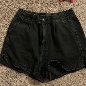 high waisted black american eagle jean shorts